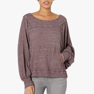 Free People Womens Westend V-Back Waffle Thermal Top